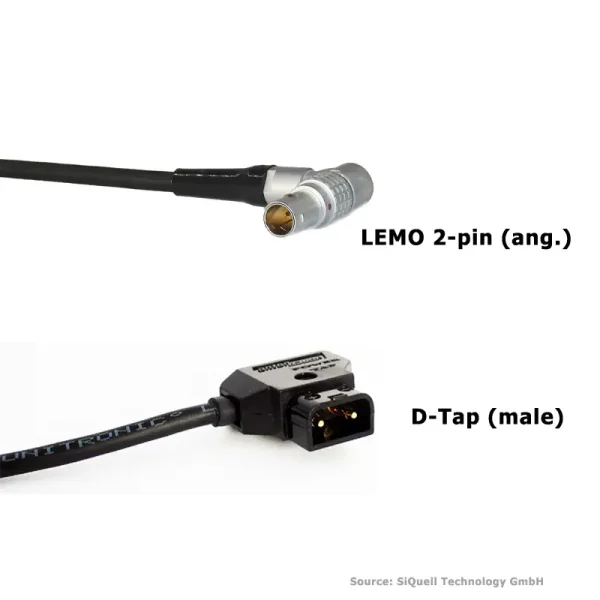 SiQuell-Powercable D-Tap (m.) - Lemo 2-pin (ang.)-SiQ.DTm.2.LE2a