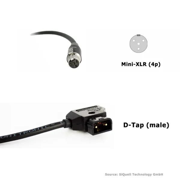 SiQuell-Powercable D-Tap (male) to TVLogic (Mini-XLR/4-pin)-SiQ.DTm.2.MXLR