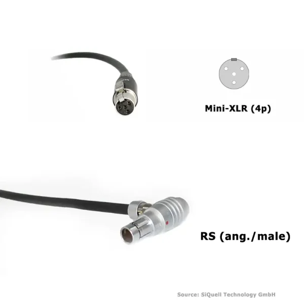 SiQuell-Powercable RS 3-pin (ang./male) to TVLogic (Mini-XLR/4-pin)-SiQ.RSma.2.MXLR